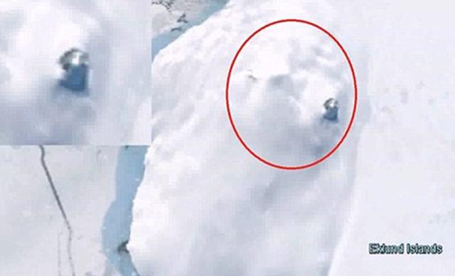 俄罗斯UFO猎人称卫星图片显示一外星飞船坠毁降落在南极洲